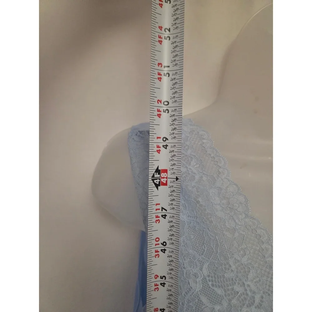 Miss Elaine Silk Essence Light Blue Lace Trim Nightgown XL Sleeveless